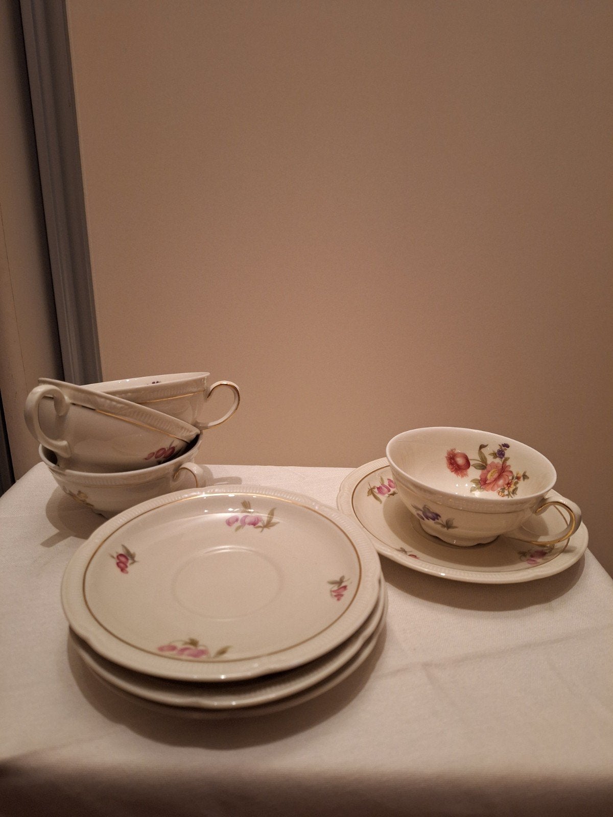 Vintage Schierholz Bavaria Servies - Bloemen en Goud, Ophalen of Verzenden