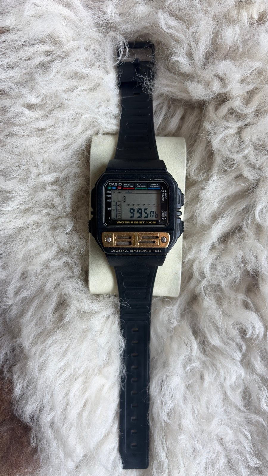 Casio BM-100WJ Digital Barometer Horloge - Zwart, Kunststof, Gebruikt, Polshorloge, Ophalen of Verzenden