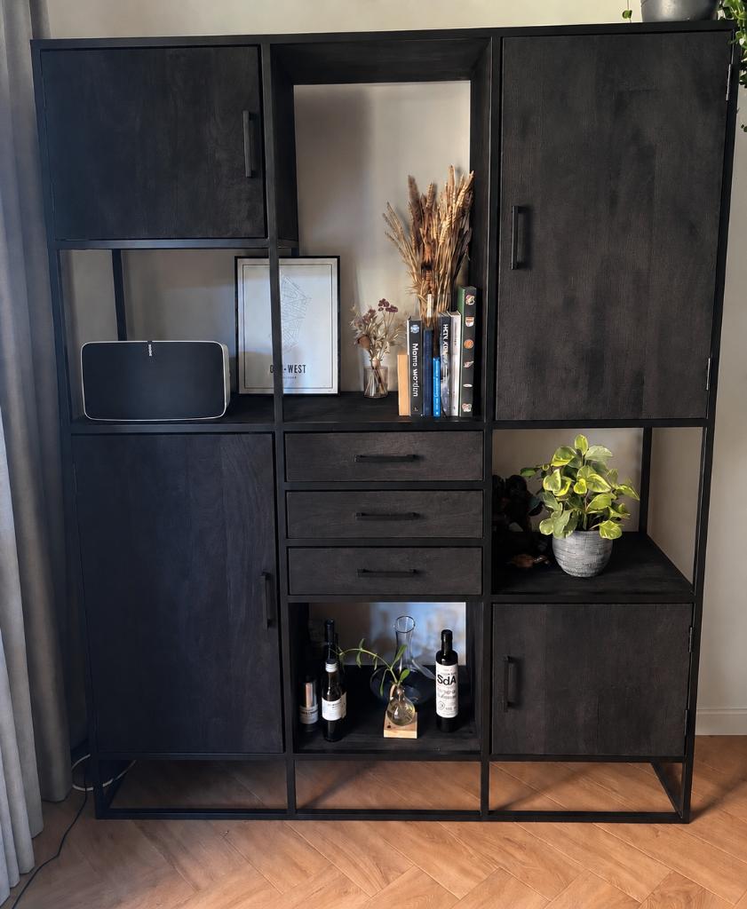 Kast Denver Black XXL 160 cm Mangohout, Ophalen, Met deur(en), 150 tot 200 cm, Zo goed als nieuw