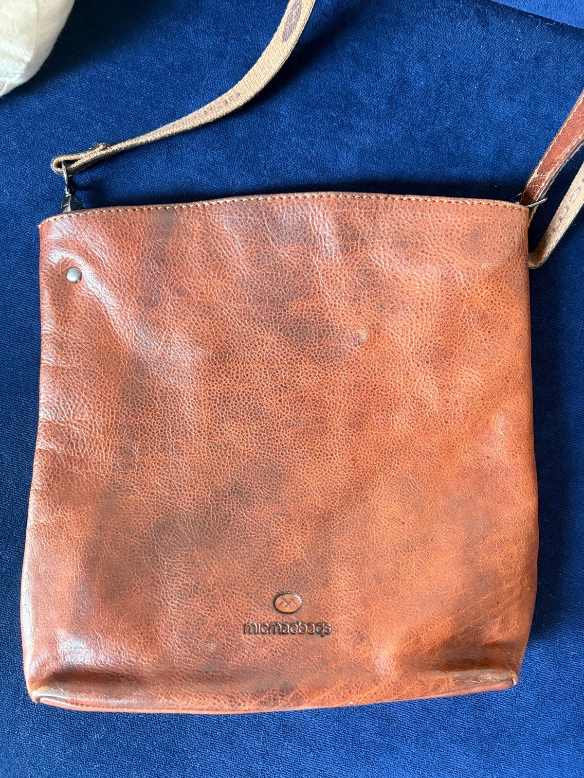 Micmacbags Leren Bruine Schoudertas met Hengsel, Overige merken, Gebruikt, Bruin, Ophalen of Verzenden