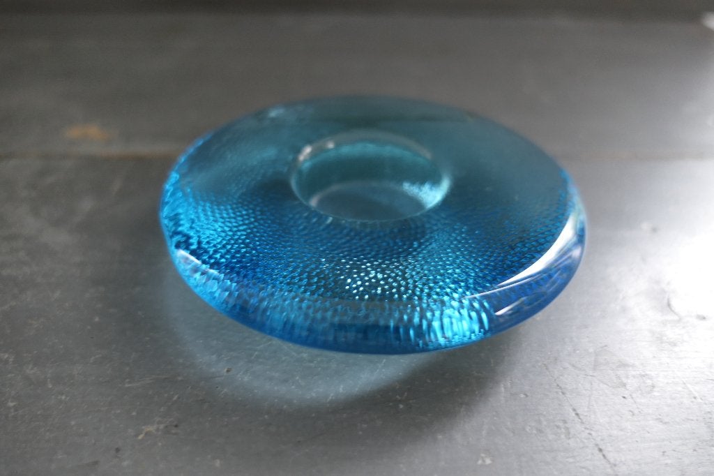Iittala 'Nappi' Waxinelichthouder – Markku Salo – Turquoise, Ophalen of Verzenden, Kandelaar, Iittala, Glas