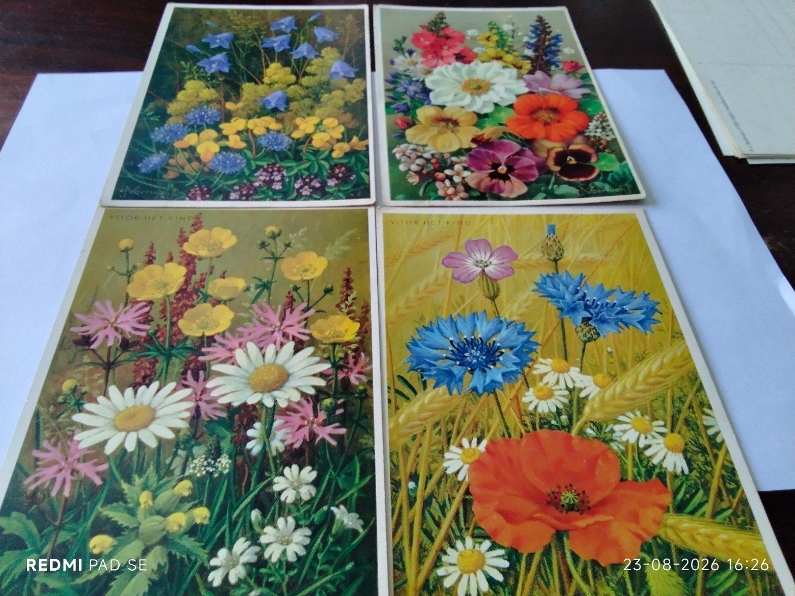 Set van 4 vintage bloemen ansichtkaarten (ongelopen), Ophalen of Verzenden