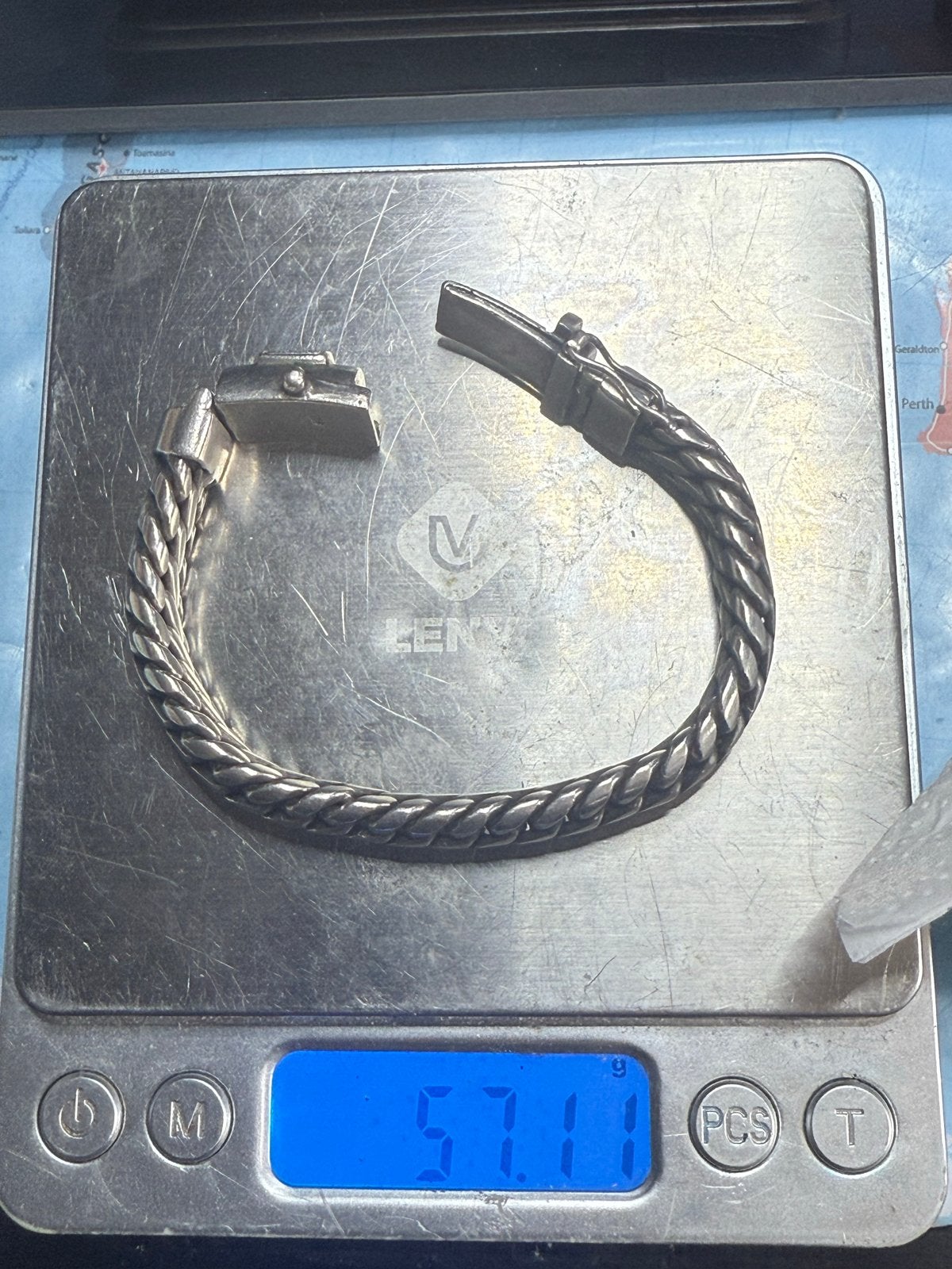Zilveren armband met gevlochten schakels, Ophalen of Verzenden, Gebruikt, Zilver
