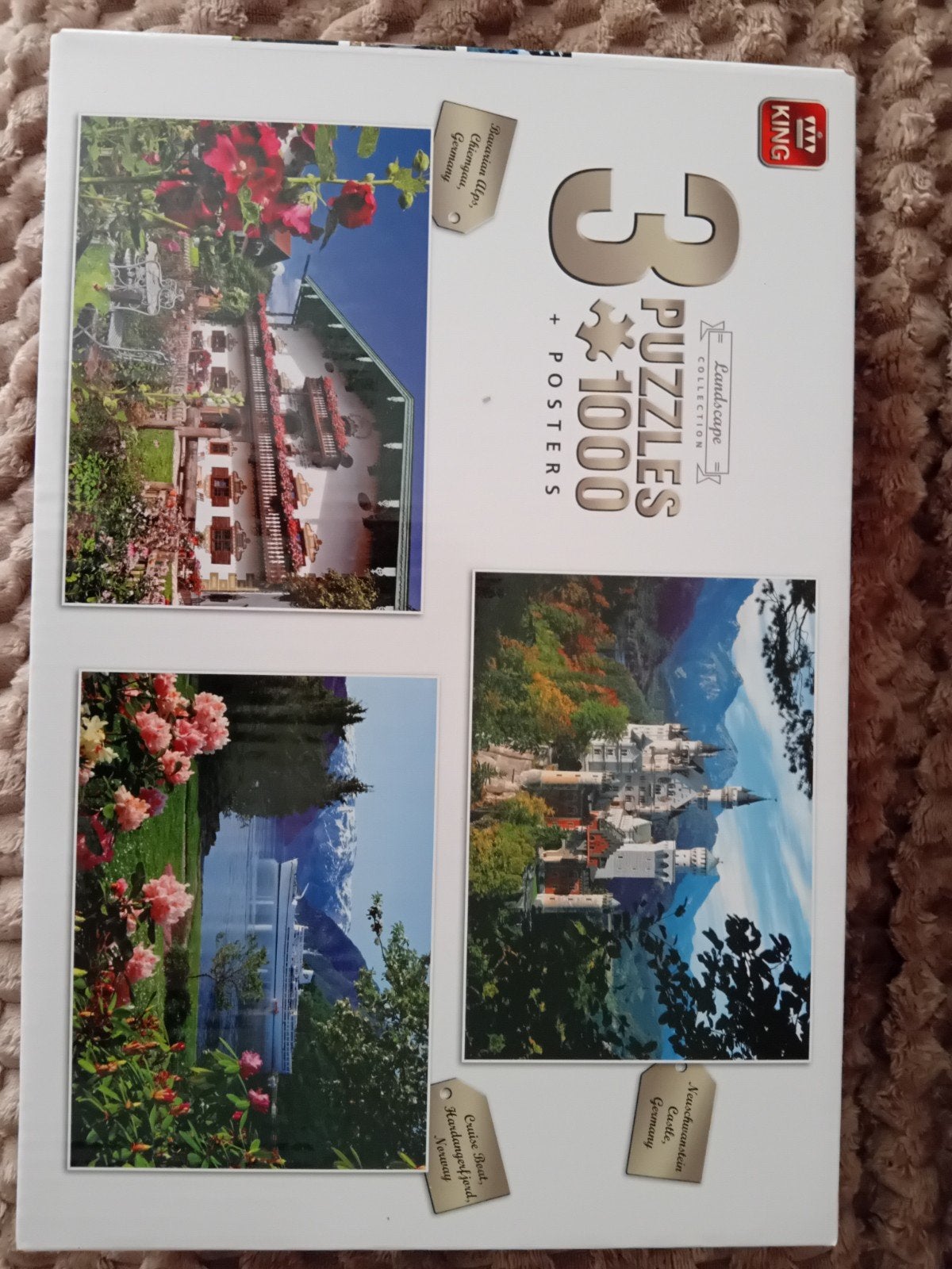 King Landscape Collection 3x1000 stukjes puzzel, Hobby en Vrije tijd, Denksport en Puzzels, Zo goed als nieuw, Legpuzzel, 500 t/m 1500 stukjes