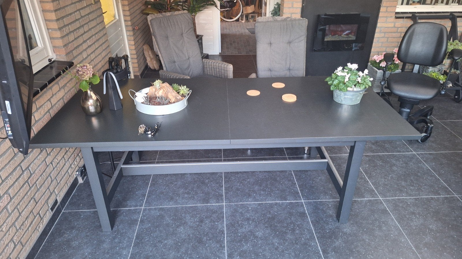Uitschuifbare tuintafel (220x100x72  tot 270x100), Huis en Inrichting, Tafels | Eettafels, Ophalen, Gebruikt, Modern, functioneel