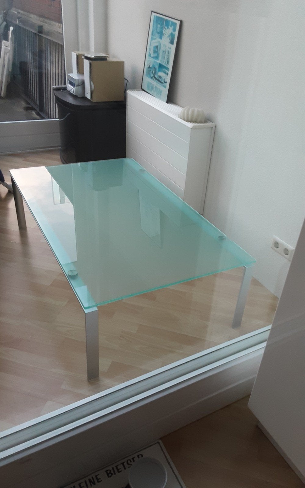 Rolf Benz salontafel - Glazen blad, metalen onderstel, Ophalen, Modern design, Gebruikt, 100 tot 150 cm