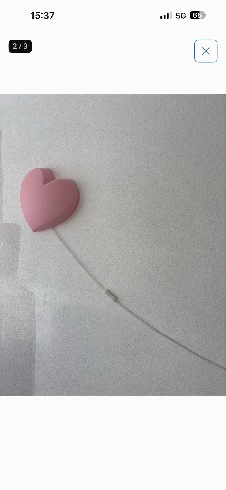 Ikea wandlamp roze hart upplyst, Ophalen, Zo goed als nieuw