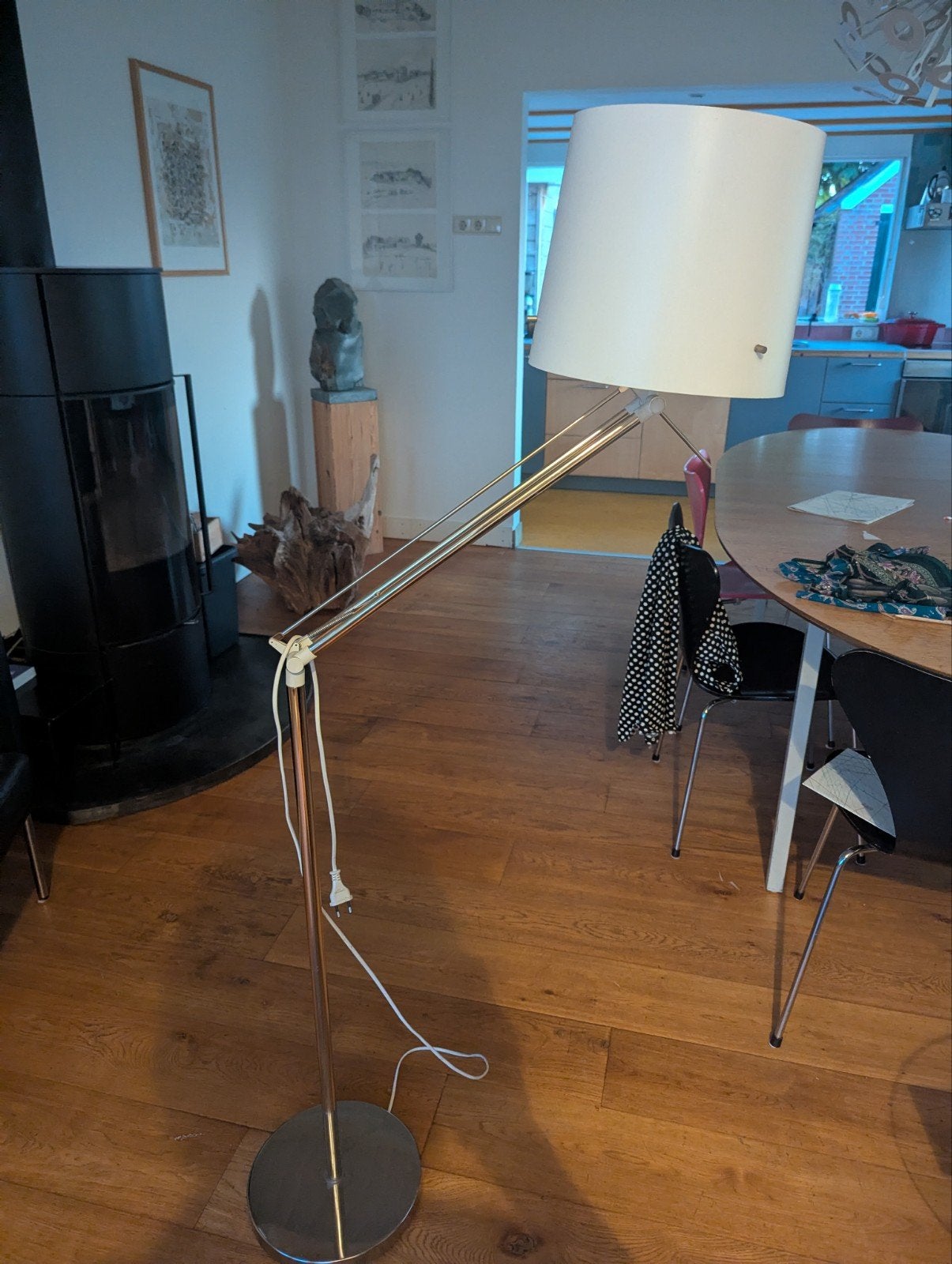 IKEA vloerlamp met witte kap, Ophalen, Gebruikt, Textiel, Modern