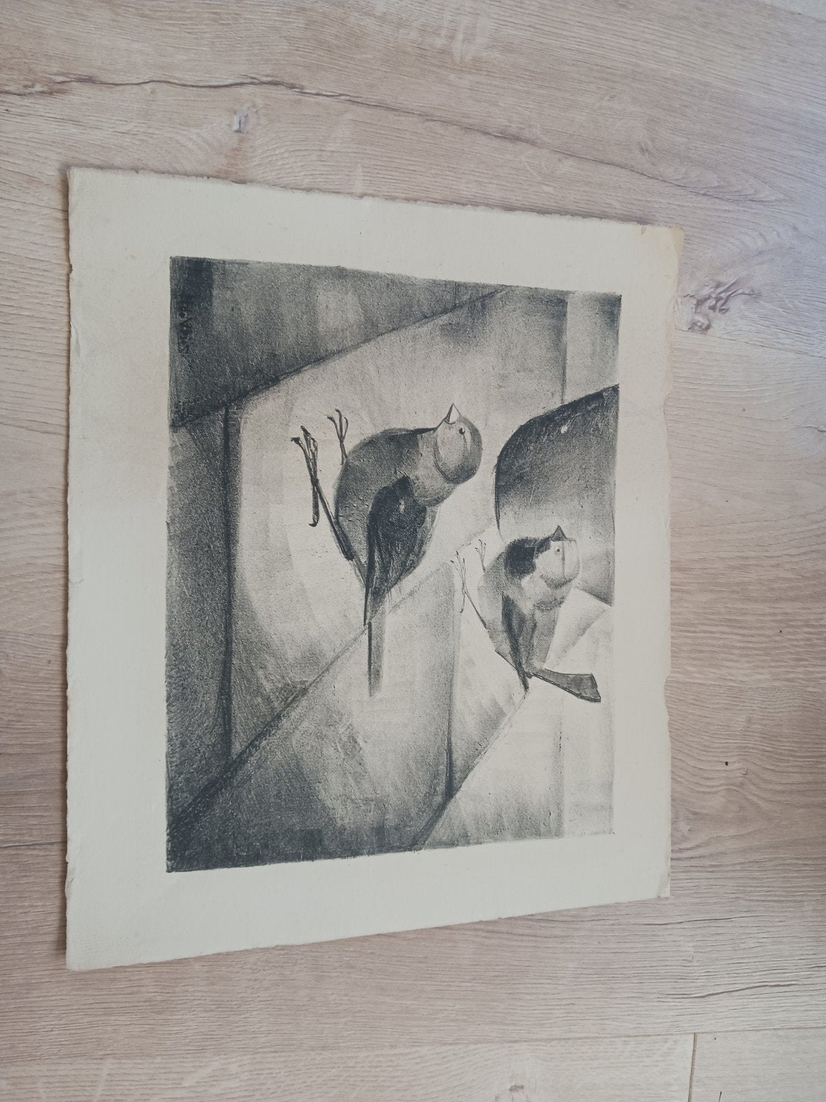 Tekening twee mussen, Antiek en Kunst, Ophalen of Verzenden