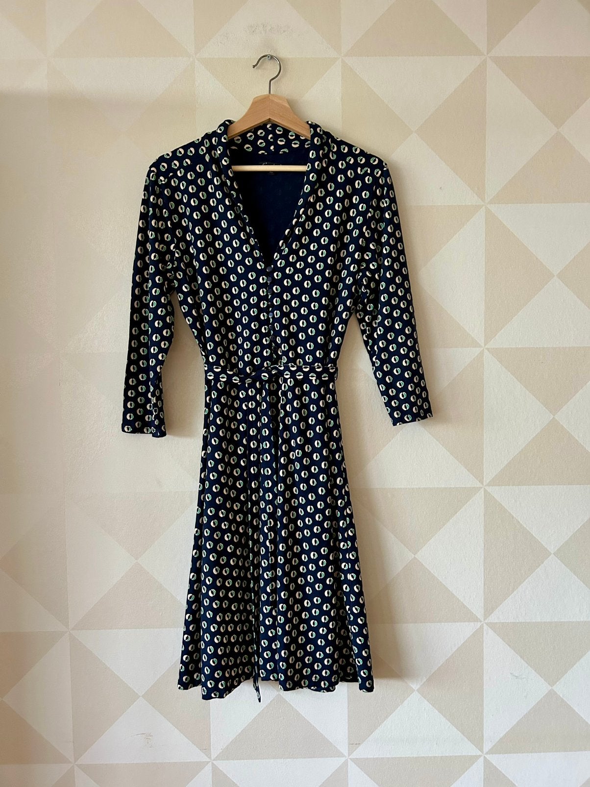 King Louie Emmy Dress midi jurk blauw XL/42 zgan, Blauw, Maat 46/48 (XL) of groter, Ophalen of Verzenden, Zo goed als nieuw
