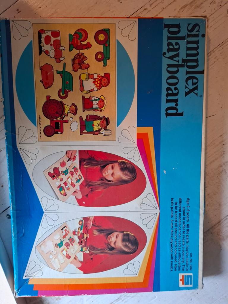 Vintage Simplex Toys Boerderij Puzzel Houten Inlegpuzzel, Ophalen of Verzenden, Zo goed als nieuw