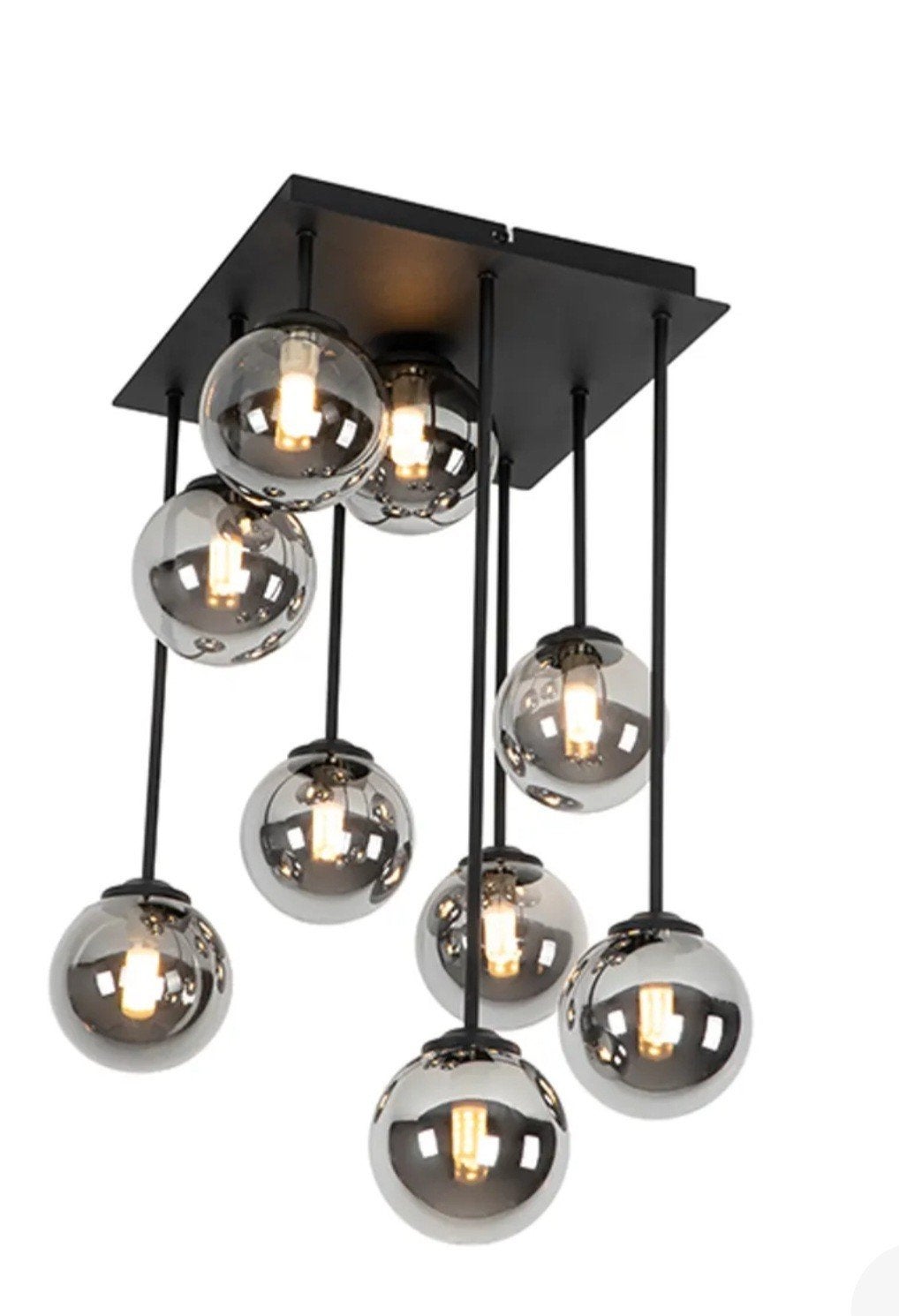 Qazqa Athens plafondlamp smoke 9 lichts, 50 tot 75 cm, Ophalen of Verzenden, Zo goed als nieuw, Glas
