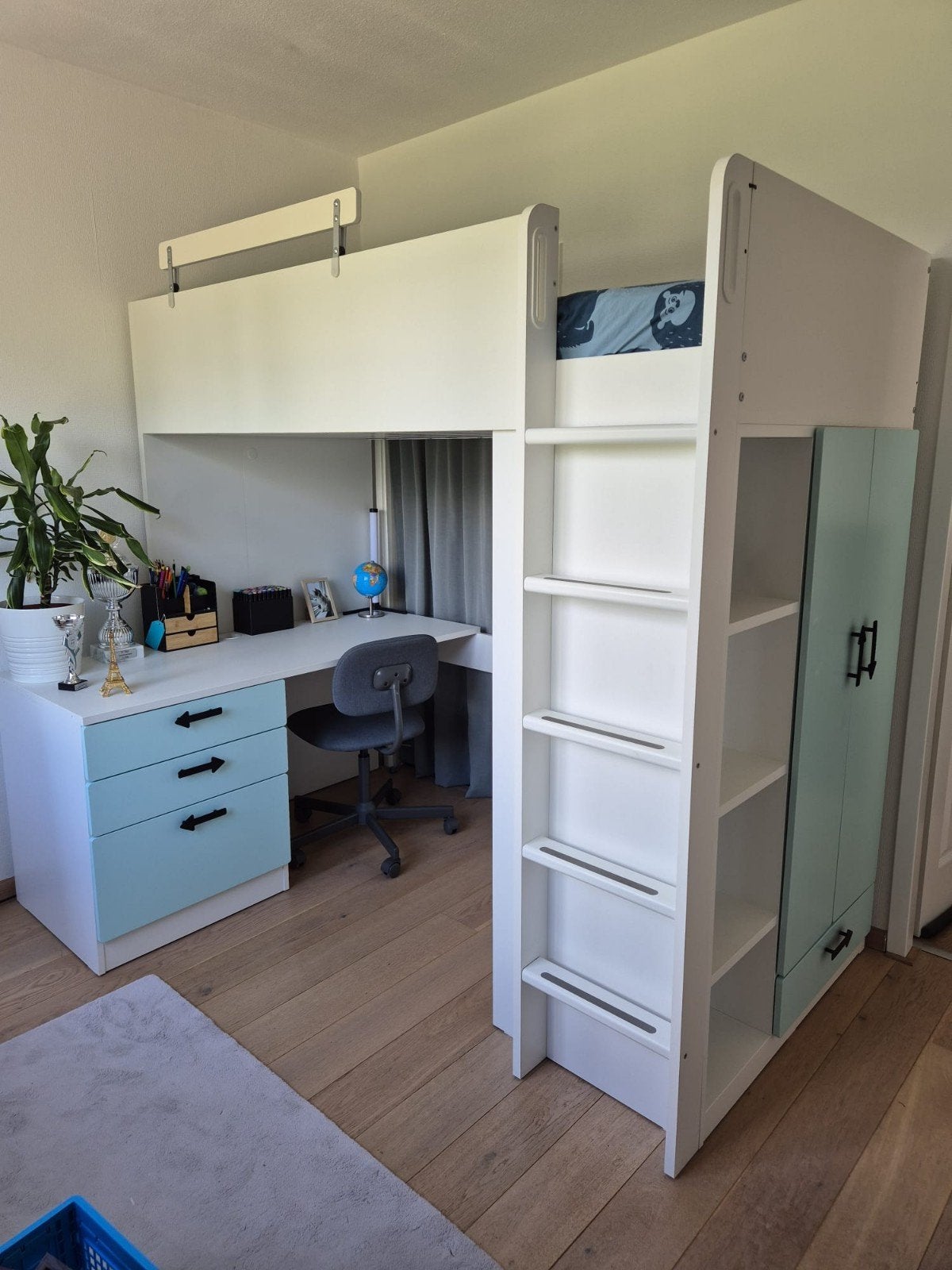 IKEA SMÅSTAD Hoogslaper met bureau en opbergruimte, Ophalen, 85 tot 100 cm, Hoogslaper of Stapelbed, Zo goed als nieuw