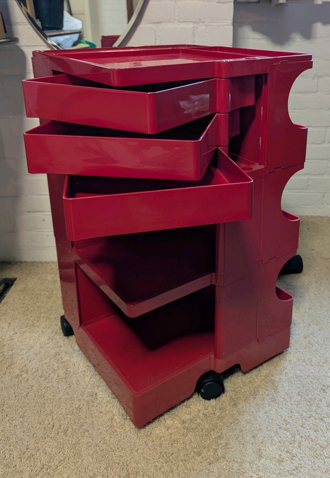 Vintage Rode Boby Trolley van Joe Colombo - Jaren '70 Design, Ophalen, Gebruikt