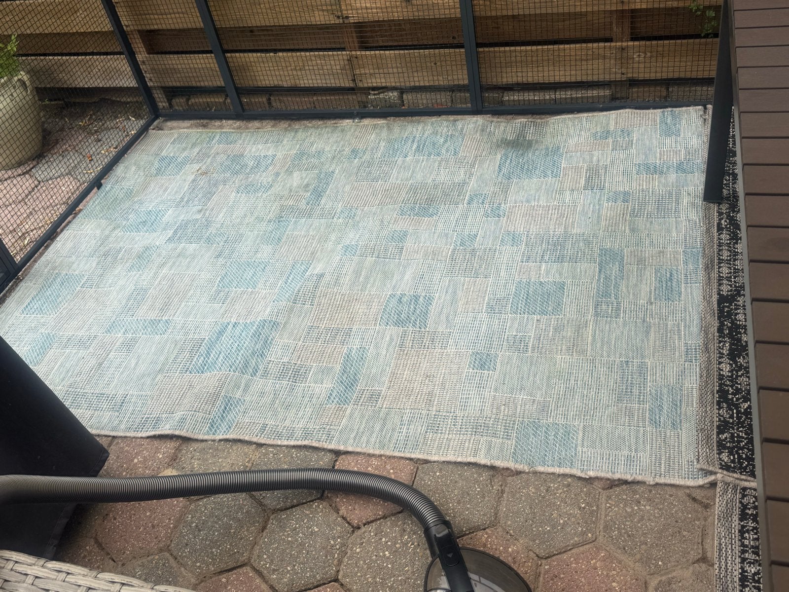 3x Buiten Vloerkleed met geometrisch patroon, blauw/grijs, Ophalen, Gebruikt, Blauw, 150 tot 200 cm