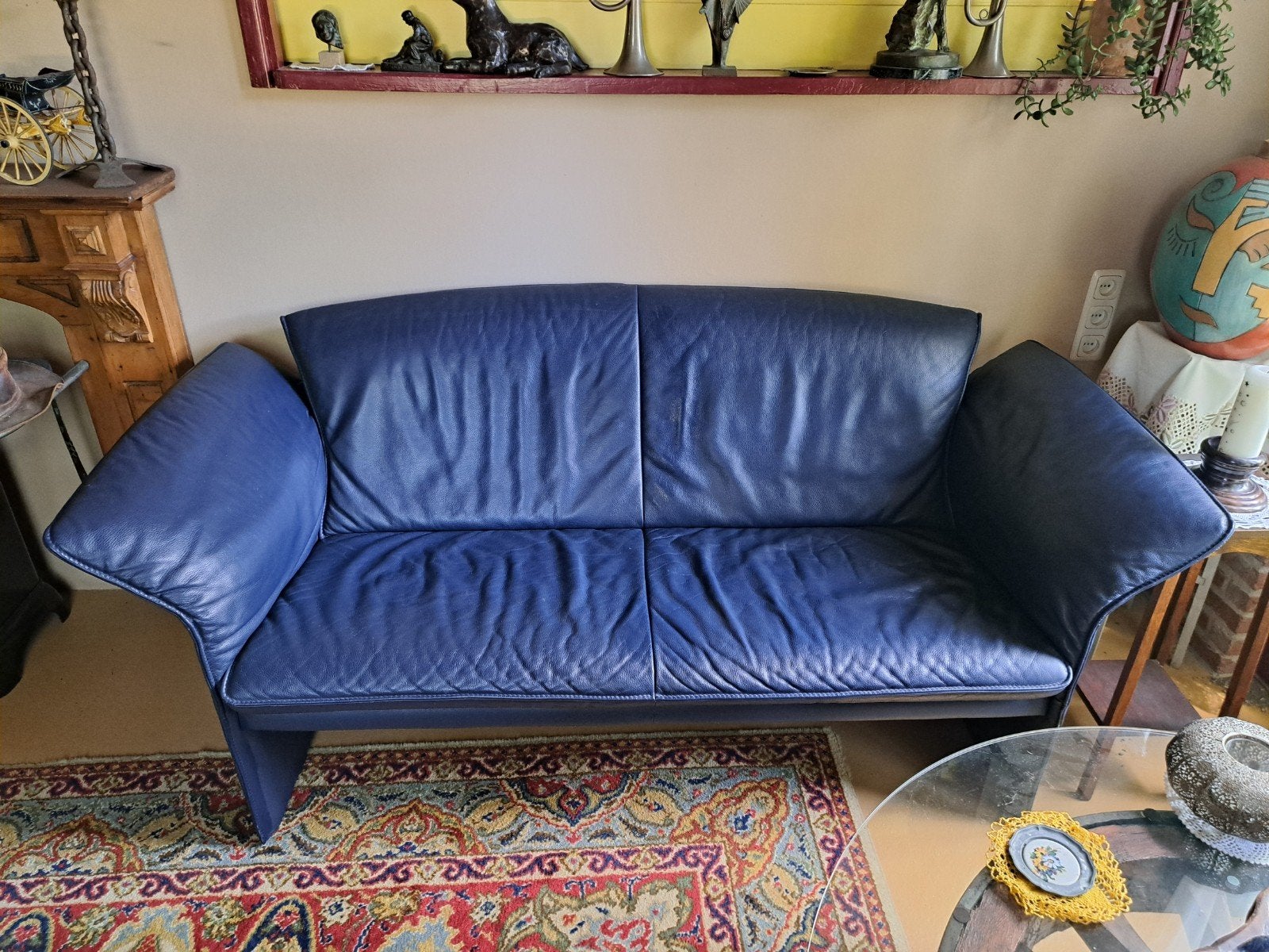 Leren bank JORI 2-zits (170cm) of 3-zits (190cm), Ophalen, 150 tot 200 cm, Tweepersoons, Zo goed als nieuw