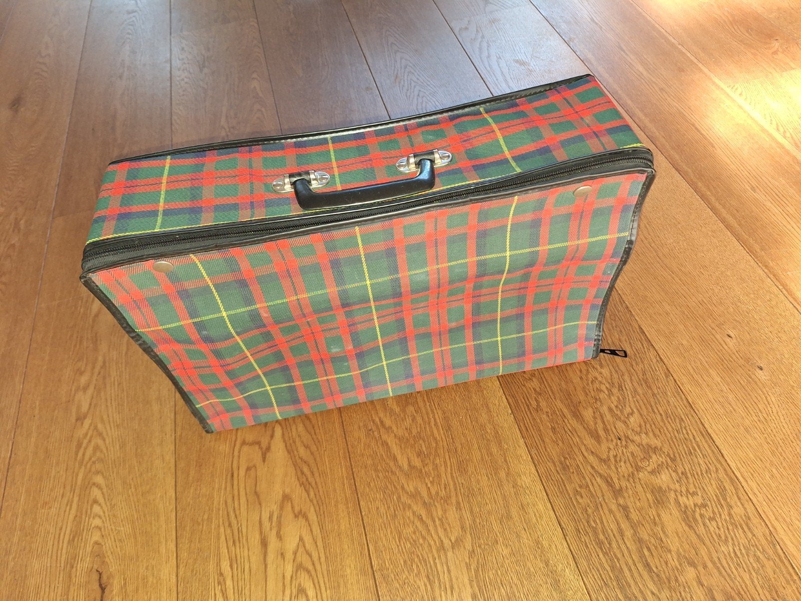 Vintage opvouwbare koffer - Schotse ruit, Overige materialen, Gebruikt, 50 tot 60 cm, Ophalen of Verzenden