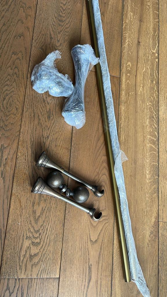 2x set gordijnroede oud brons / messing, Ophalen, 50 tot 100 cm, Minder dan 100 cm