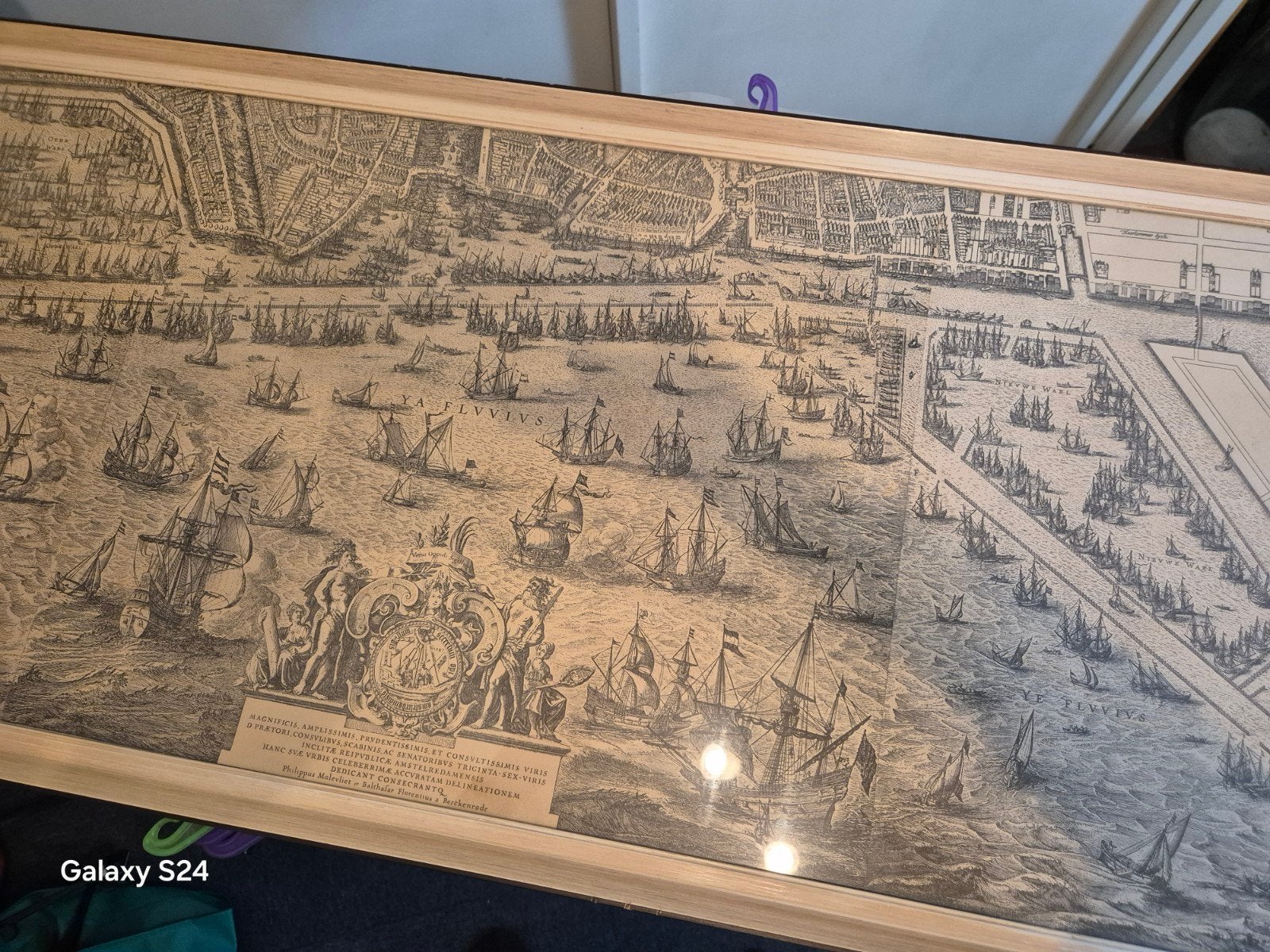 Antieke Gravure Amsterdam Stadsgezicht 17e Eeuw, Ophalen, Ingelijst, Stadsgezicht, 1600 - 1699