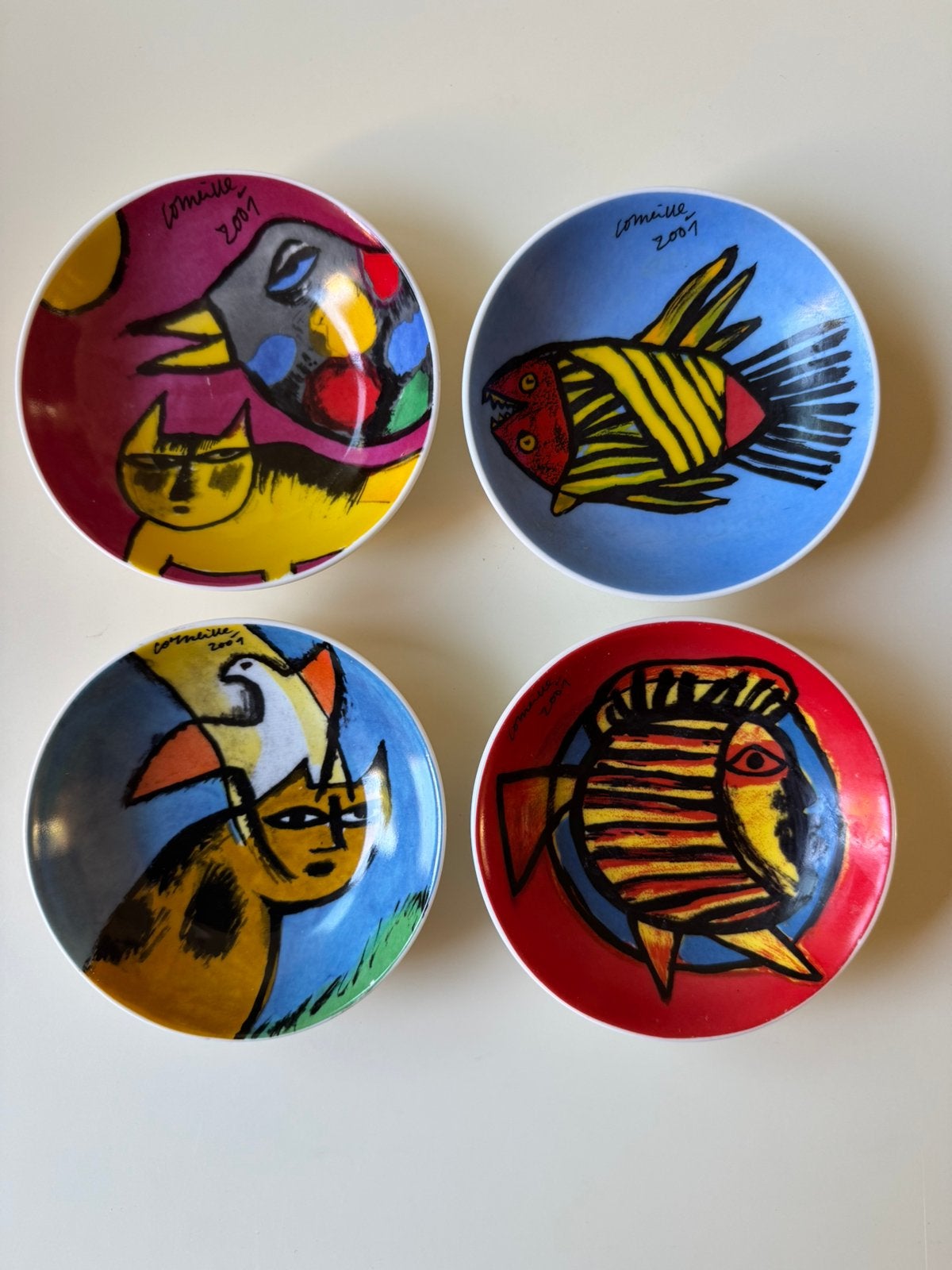 4 schaaltjes (diameter 12 cm) met het werk van Corneille, Ophalen of Verzenden