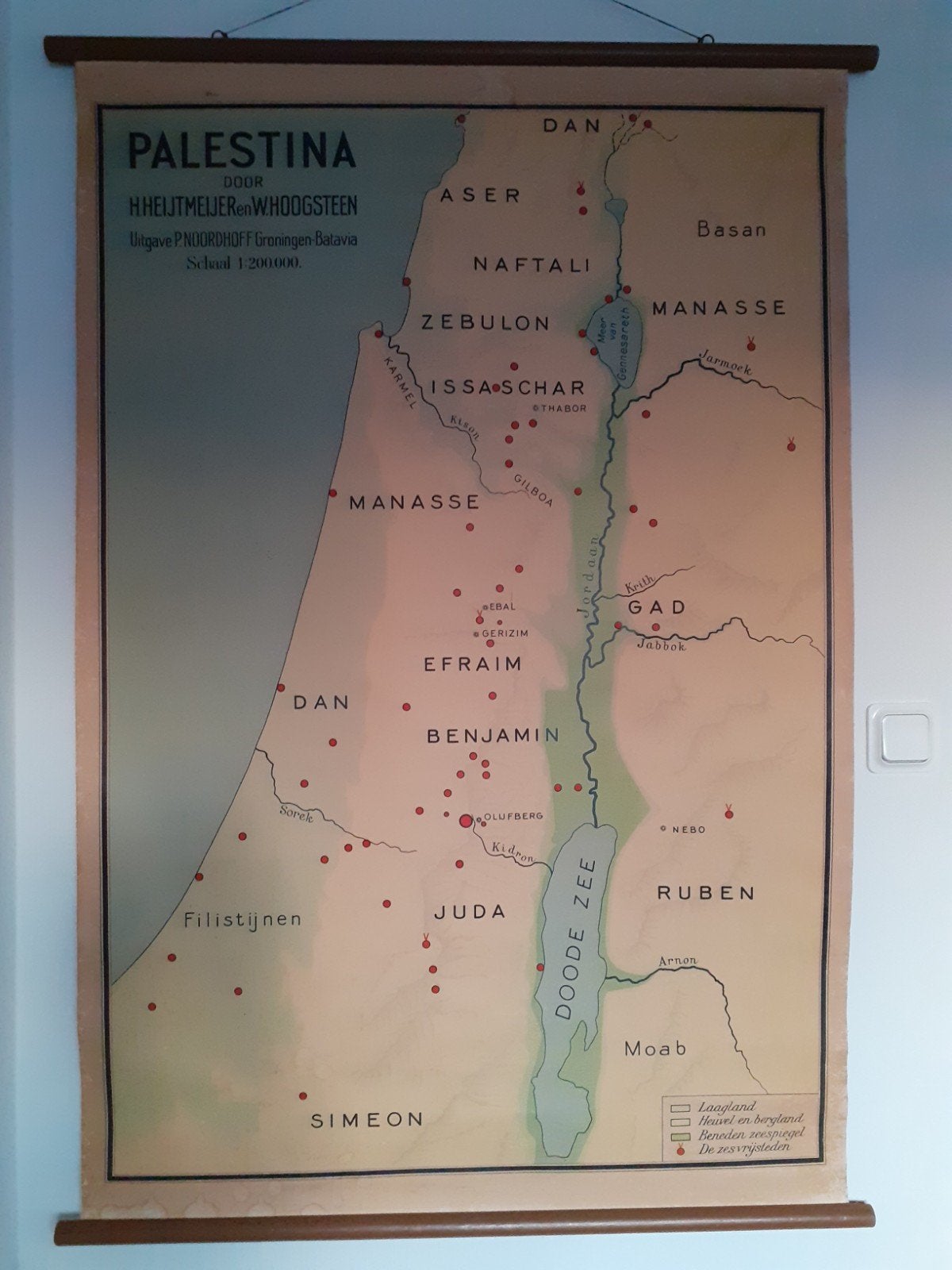 landkaart Palestina . Israël, Antiek en Kunst, Antiek | Schoolplaten, Ophalen of Verzenden, Aardrijkskunde