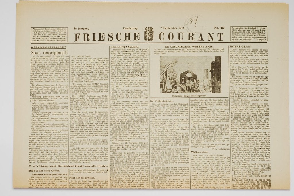 Friesche Courant parodie - Herdruk verzetskrant WOII