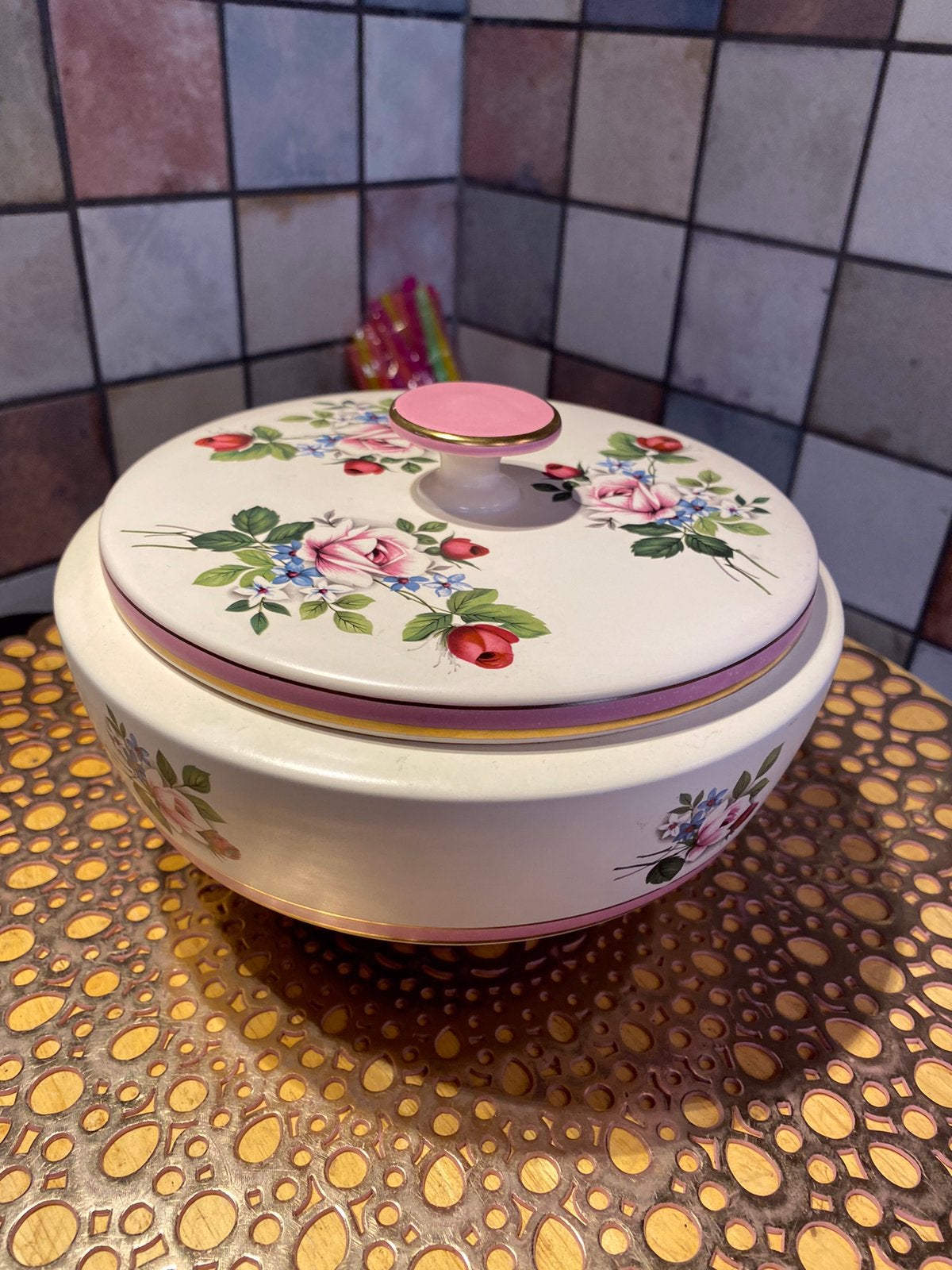 Flora keramiek Gouda Holland,Royal 1848,vintange dekschaal, Ophalen of Verzenden