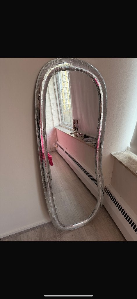 Disco spiegel zilver, Ophalen, Zo goed als nieuw, Rechthoekig, Minder dan 100 cm