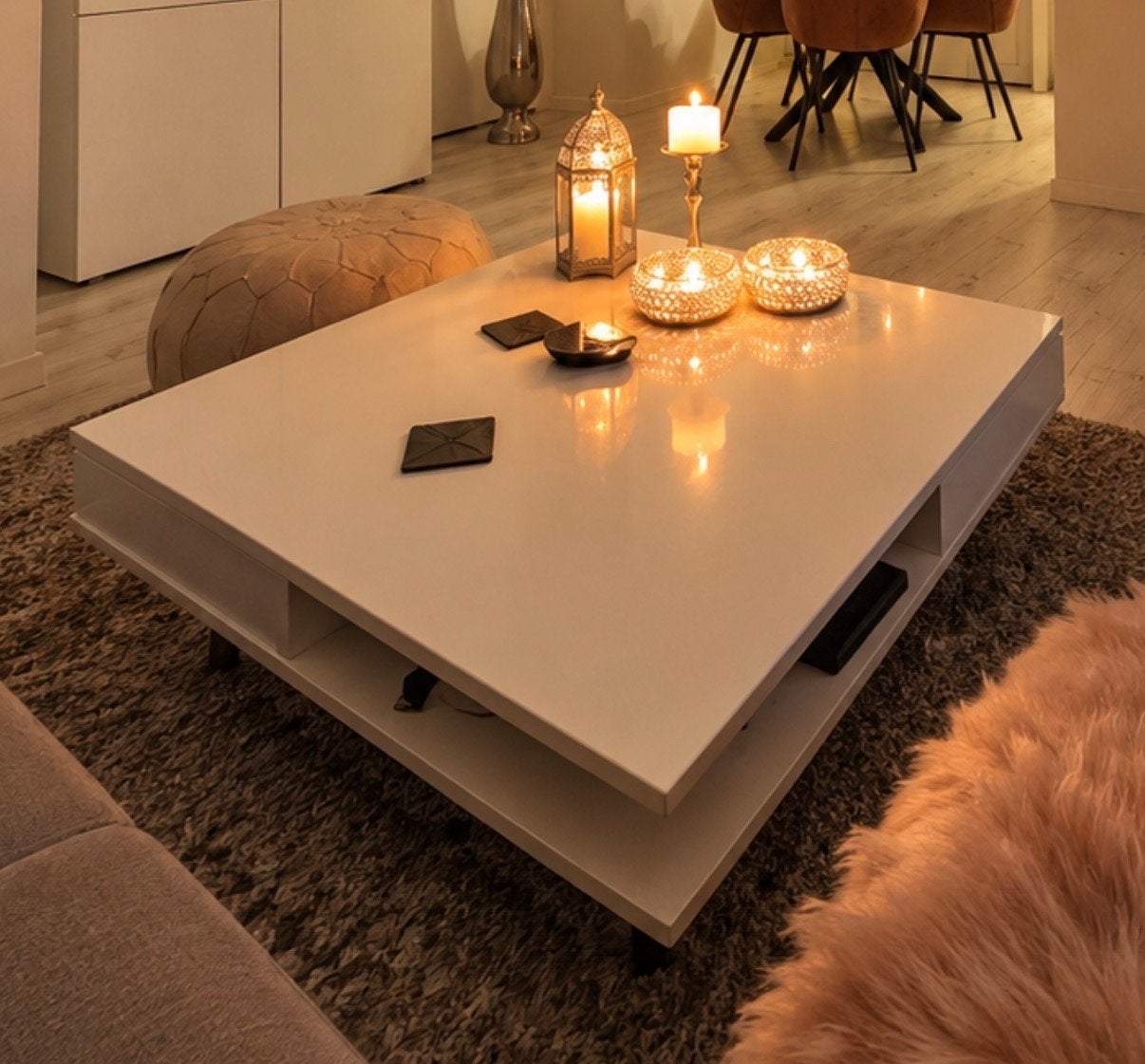 IKEA Tofteryd salontafel hoogglans wit, Ophalen, Minder dan 45 cm, Vierkant, Zo goed als nieuw