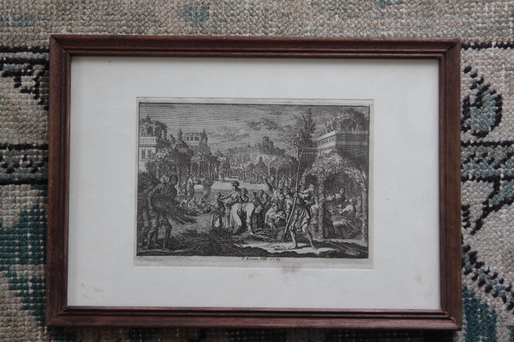 Antieke ets Bijbel Salomo Inwijding tempel, Antiek en Kunst, Ophalen of Verzenden