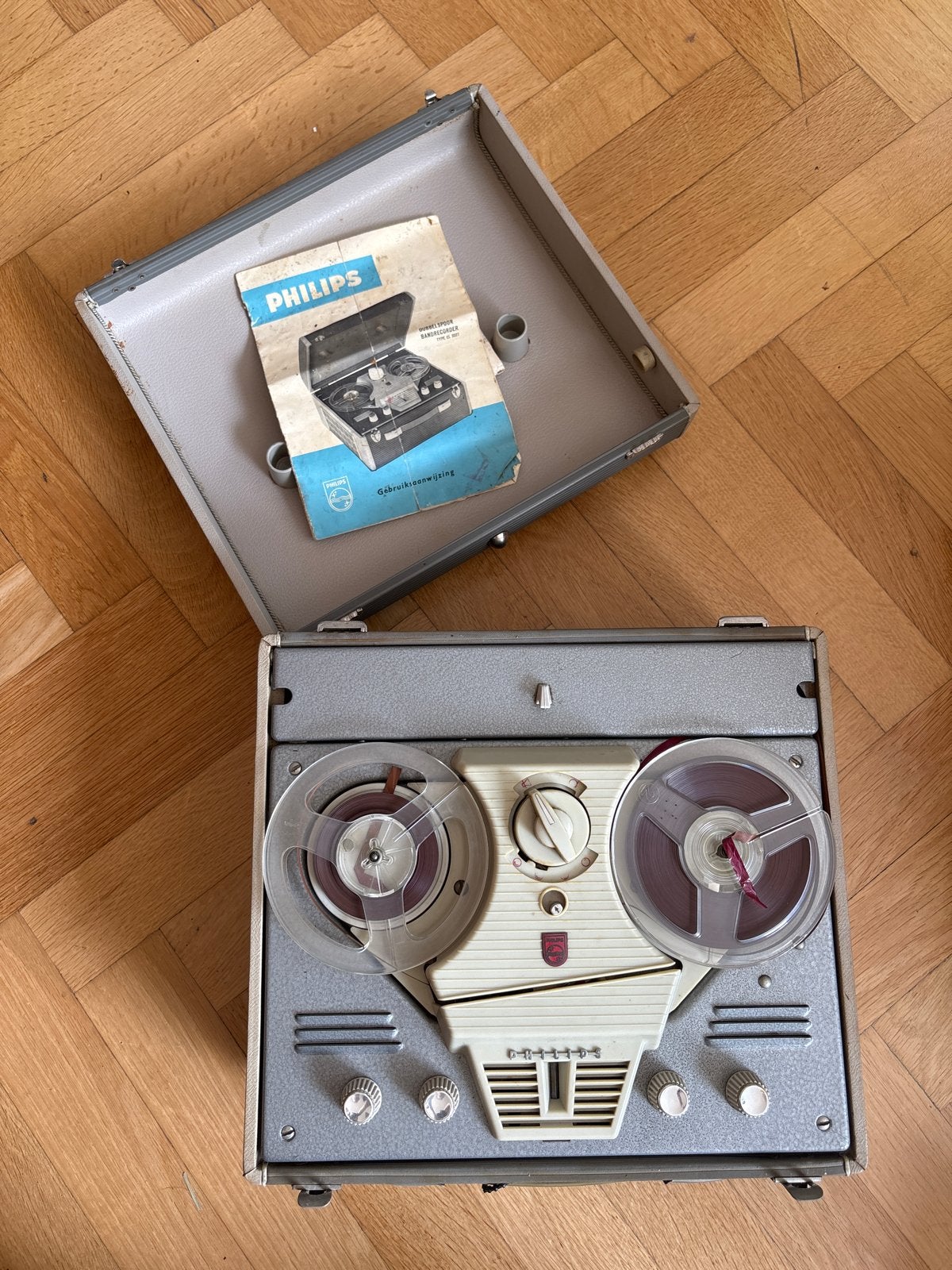 Vintage Philips Bandrecorder EL3527 met handleiding, Audio, Tv en Foto, Ophalen of Verzenden, Bandrecorder, Met stofkap
