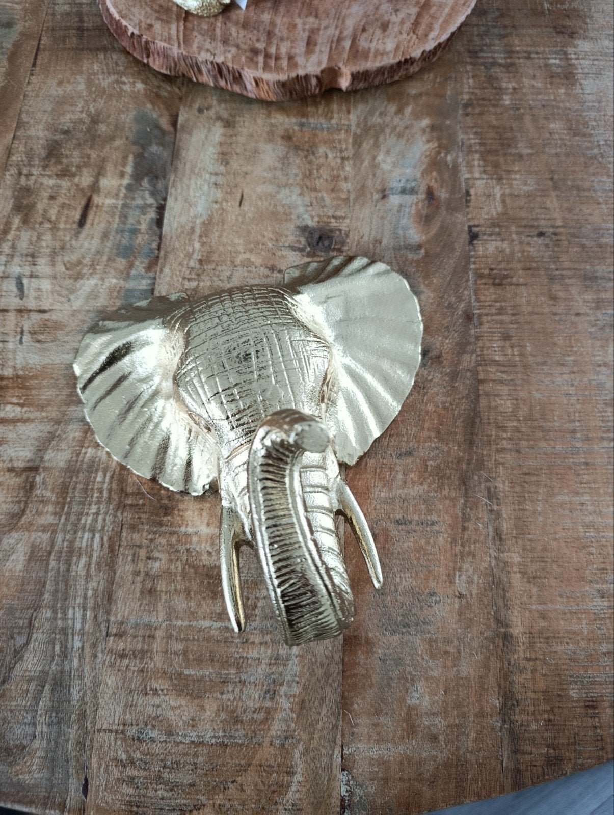Gouden olifantenkop wanddecoratie, Ophalen, Nieuw, Goud, Metaal