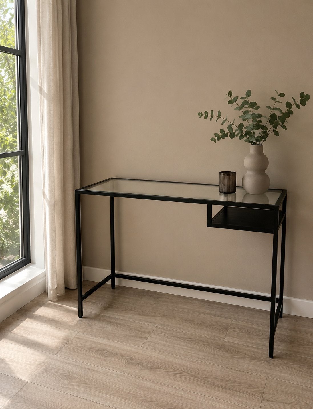 IKEA Vittsjö Bureau/Kaptafel - Staal & Glas, Ophalen, Zwart, Gebruikt, Metaal
