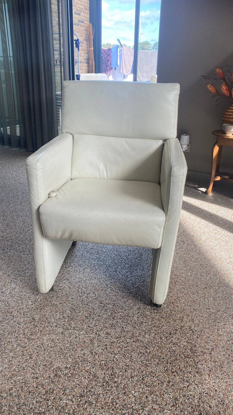 4 leren eetstoel/fauteuils, Ophalen, Gebruikt, Minder dan 75 cm, 50 tot 75 cm