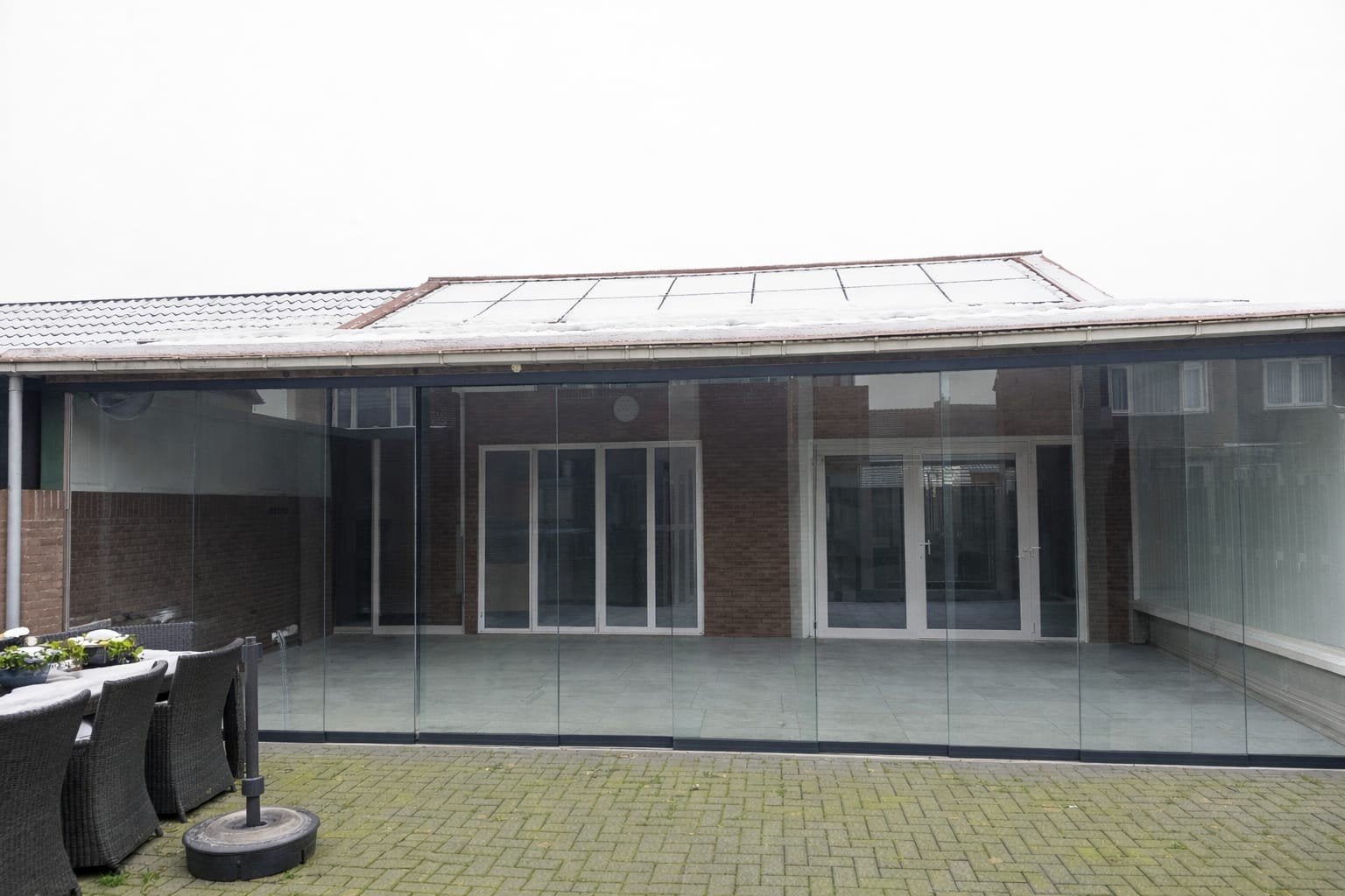 Schuifpui met 10 schuiframen - 257x870 cm, Doe-het-zelf en Verbouw, Deuren en Horren, Ophalen, Overige typen, Schuifdeur, 120 cm of meer