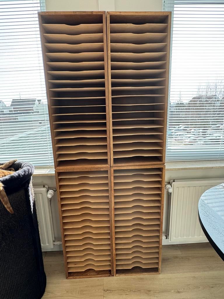 vintage houten postvakken met vaste legplanken, Ophalen, Met plank(en), Gebruikt, Minder dan 150 cm