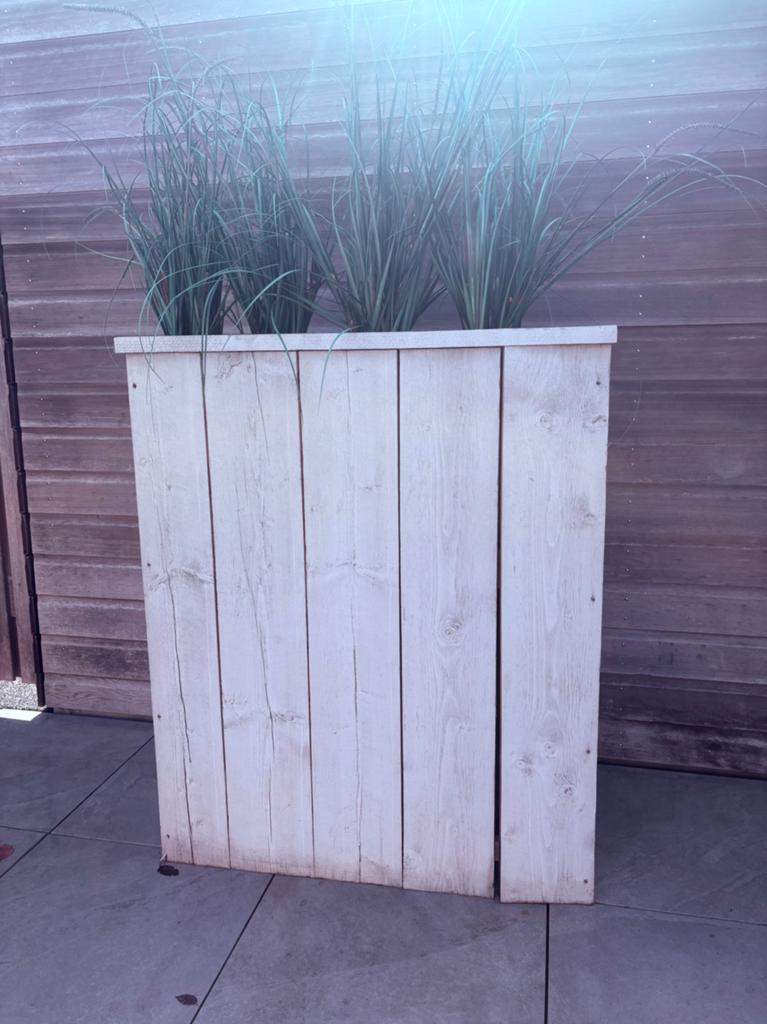 Hoge houten plantenbak whitewash - 120x100 cm, Tuin en Terras, Ophalen, Gebruikt, 100 cm of meer, 60 cm of meer