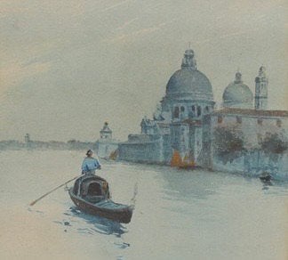 Gondelier in Venetië aquarel van Bianchi, Antiek en Kunst, Realistisch, Ophalen of Verzenden, Aquarel, Stads- / dorpsgezicht