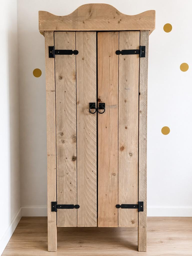 Steigerhouten kast greywash 90x200x60cm, Landelijk, Industrieel, 150 tot 200 cm, Overige houtsoorten, 50 tot 75 cm