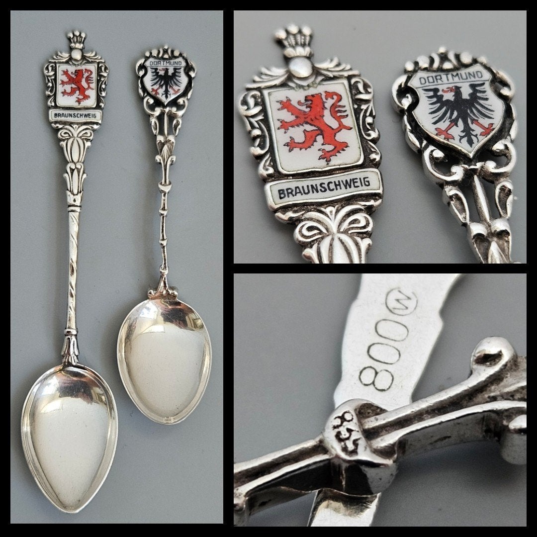 Zilver, twee zilveren lepeltjes,  Dortmund en Braunschweig, Ophalen of Verzenden, Zilver