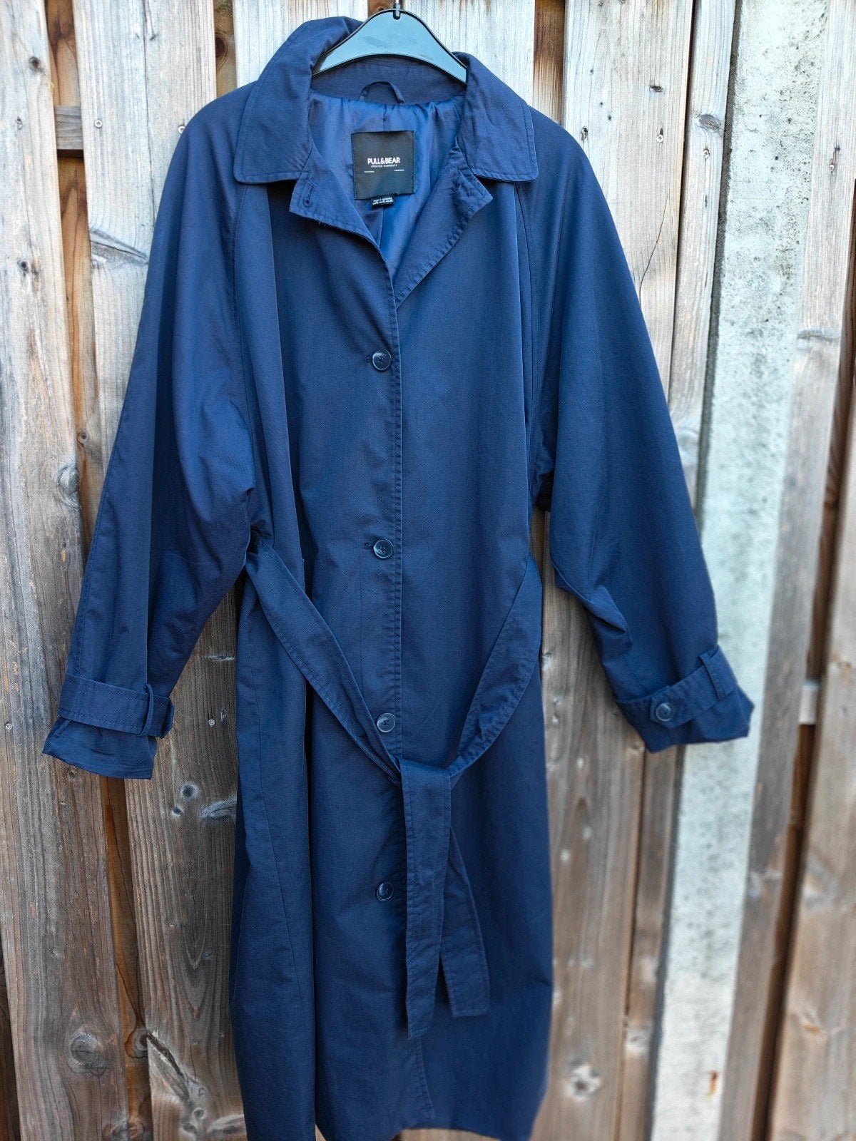 Pull & Bear Trenchcoat - Donkerblauw, Kleding | Dames, Jassen | Zomer, Zo goed als nieuw, Maat 46/48 (XL) of groter, Blauw, Ophalen of Verzenden