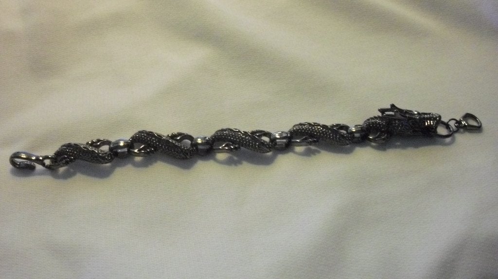 Zwarte Armband met drakenkop, Verzenden, Nieuw, Zwart, Staal
