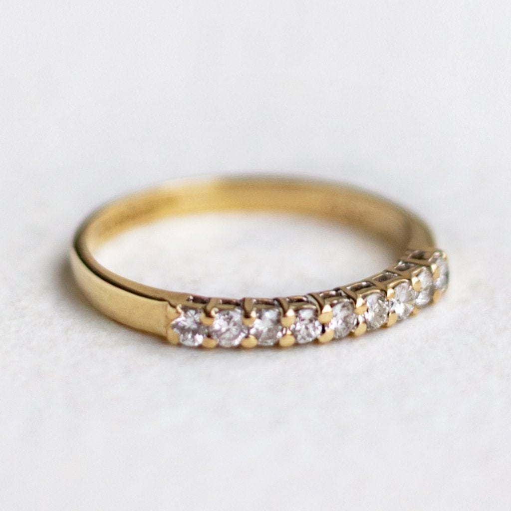 * Vintage 9K gouden H eternity ring met diamant maat 15,5, Ophalen of Verzenden, Met edelsteen, Dame, Goud