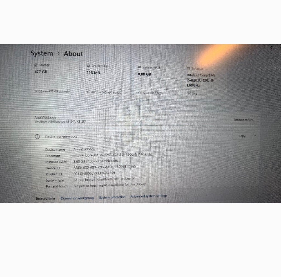 'Asus VivoBook 15 X512FA-BQ731T, Ophalen of Verzenden, Gebruikt, 15 inch, Onbekend