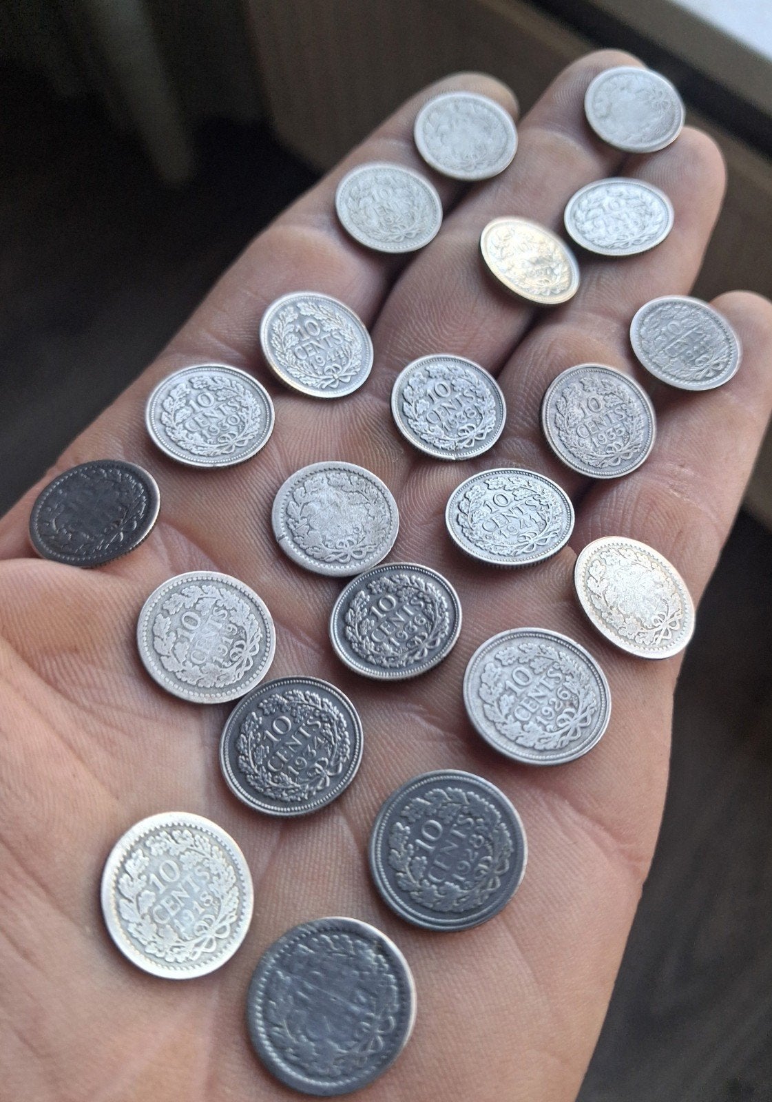 21 x - 10 cent - dubbeltje - Wilhelmina - zilver - !!!, Postzegels en Munten, Munten | Nederland, Zilver, Ophalen of Verzenden