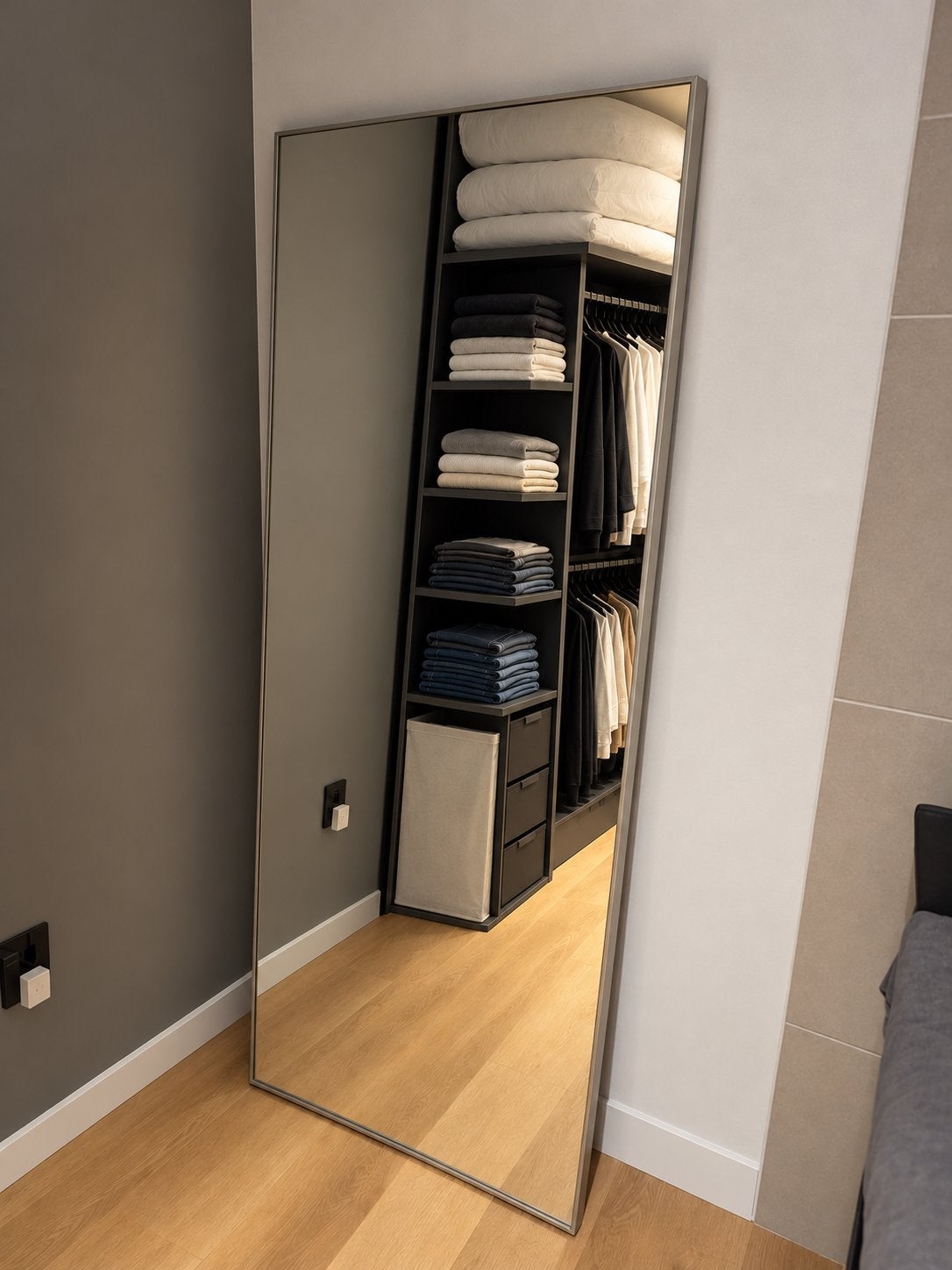 IKEA Hovet spiegel met aluminium lijst 196x78 cm, Ophalen, Gebruikt, 75 tot 100 cm, 150 tot 200 cm