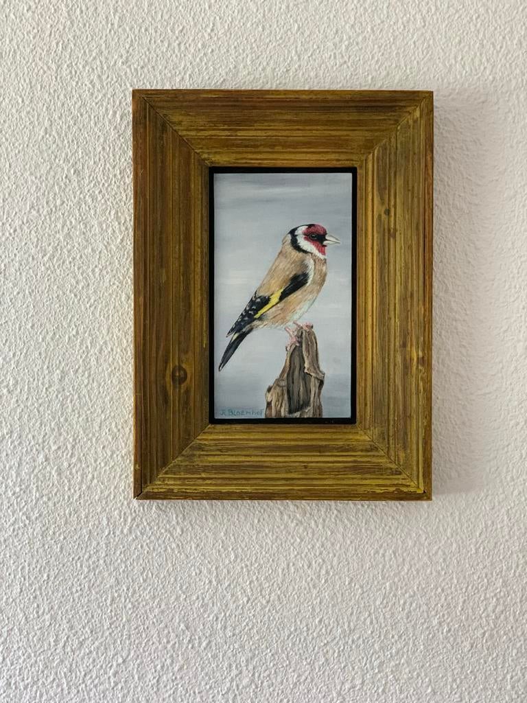 Olieverf schilderij putter met brocante lijst, Ophalen of Verzenden