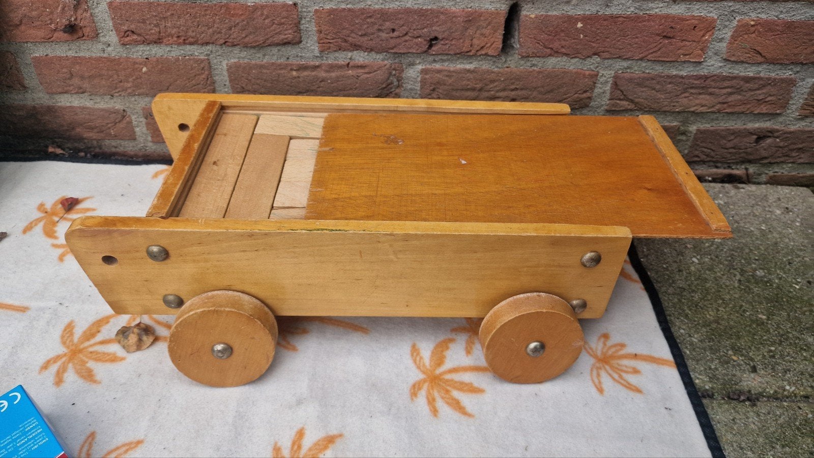 Houten speelgoedkar met blokken, Ophalen, Gebruikt, Overige typen