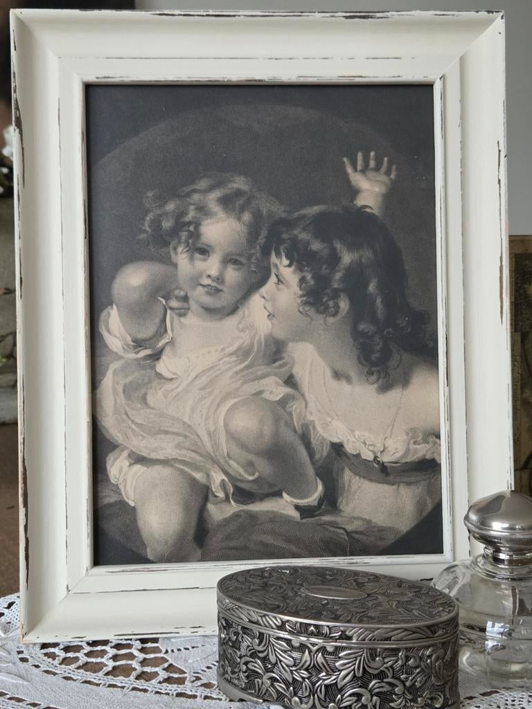 Oud brocant schilderij met kinderen, Ophalen of Verzenden