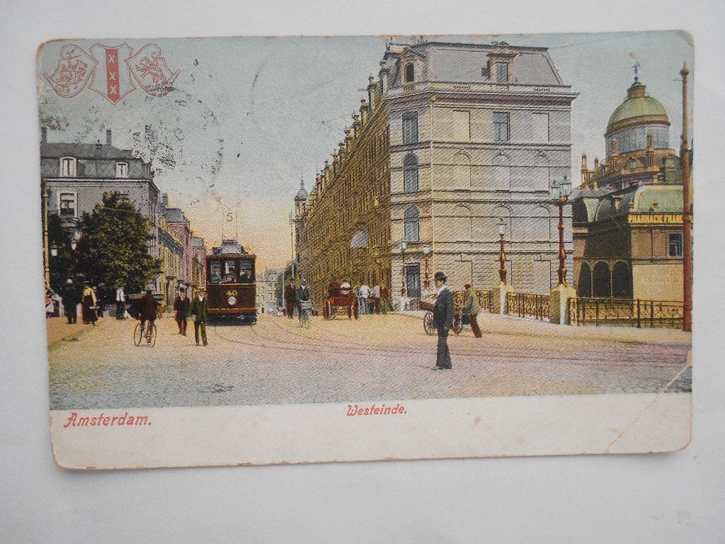 Amsterdam 1904 Westeinde met tram 4 oude kaart Westeinde, Ophalen of Verzenden, Voor 1920, Gelopen, Noord-Holland